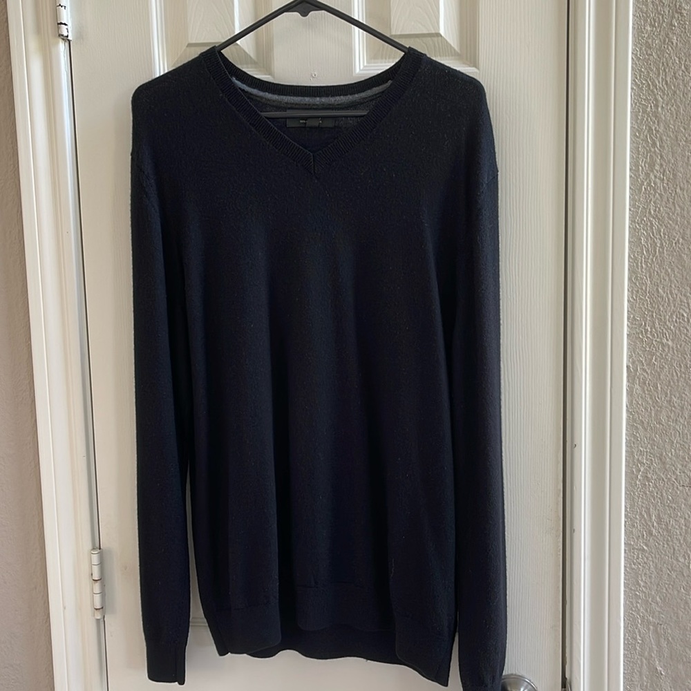 Banana Republic Men's Merino Wool Crewneck Sweater Black Long Sleeve Knit Sz XL